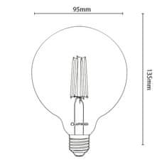 LUMILED LED žiarovka E27 G125 4W = 40W 470lm 2000K Teplá biela 360 ° Filament Globe Amber