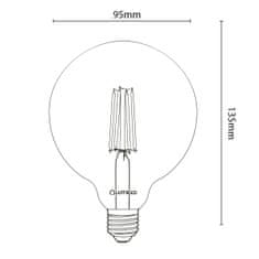 LUMILED 3x Dekoratívna LED žiarovka E27 G95 6W = 50W 660lm 2000K Teplá biela 360° GLOBE AMBER