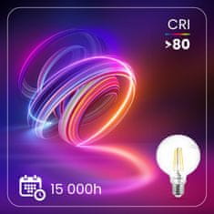 LUMILED LED žiarovka E27 G125 7W = 60W 806lm 4000K Neutrálna biela 360° Filament Globe