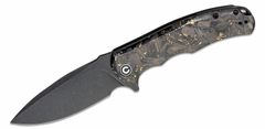 Civilight C803J Praxis vreckový nôž 9,5 cm, Black Stonewash, čierna, zlatá, uhlíkové vlákno