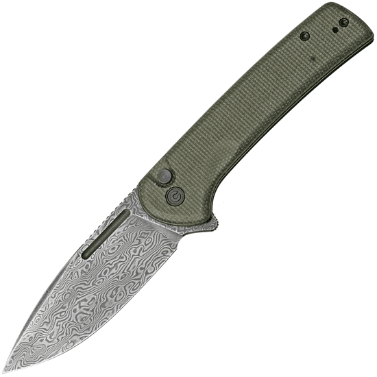 Civilight C21006-DS1 Conspirator vreckový nôž 8,8 cm, damašek, tmavozelená, Micarta