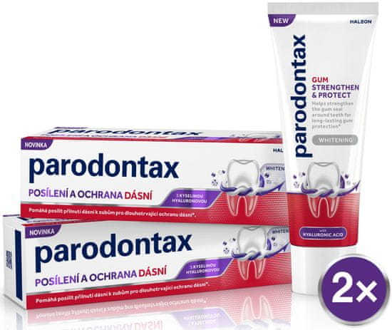 Parodontax Posílení a ochrana dásní Whitening, zubní pasta s kyselinou hyaluronovou 2×75 ml