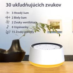 VIVVA® Zvukový prehrávač s bielym šumom s 30 zvukmi, relaxačné zvuky, nočné svetlo | SOUNDMAC