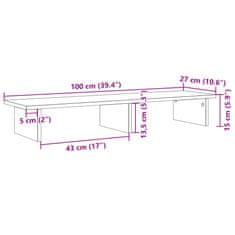 Vidaxl Stojan na monitor dub artisian 100x27x15 cm kompozitné drevo