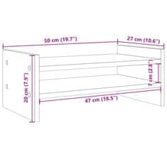 Vidaxl Stojan na monitor dymový dub 50x27x20 cm kompozitné drevo