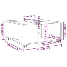 Vidaxl Konferenčný stolík dymový dub 80x80x40 cm kompozitné drevo