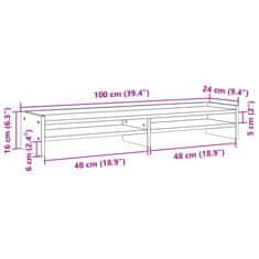 Vidaxl Stojan na monitor hnedý dub 100x24x16 cm kompozitné drevo