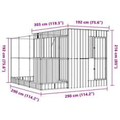 Vidaxl Voliéra s nadstavcom strieborná 290x303x216 cm oceľ