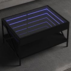 shumee vidaXL Konferenčný stolík s nekonečnými LED čierny 70x50x38 cm