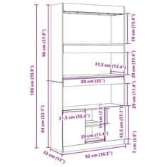 Petromila vidaXL Vysoká skrinka 92x33x180 cm dub sonoma kompozitné drevo