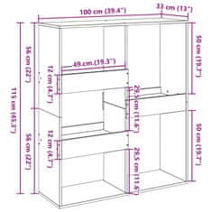 Petromila vidaXL Knižnica/deliaca stena staré drevo 100x33x115 cm