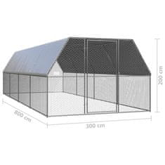 Petromila vidaXL Klietka pre sliepky 3x8x2 m pozinkovaná oceľ