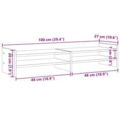 Vidaxl Stojan na monitor sivý dub sonoma 100x27x20 cm kompozitné drevo