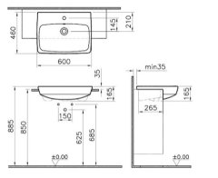 Vitra METROPOLE umývadlo polozápust,60x46,pr. 5679-003-0001 - Vitra