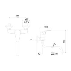 Mereo Sonáta drezová batéria nástenná 150 mm s ramienkom pr. 18 mm - 200 mm M-CB30101N - Mereo