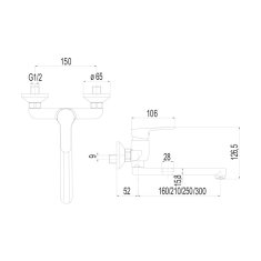 Mereo Zuna drezová batéria nástenná 100 mm s ramienkom plochým rovným 160 mm M-CB302A02Z - Mereo