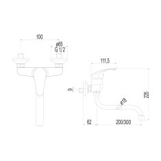 Mereo Sonáta drezová batéria nástenná 100 mm s ramienkom pr. 18 mm - 180 mm M-CB301A01N - Mereo