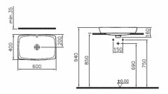 Vitra METROPOLE um. na dosku obdĺžne 60,s prep 5668-003-0012 - Vitra