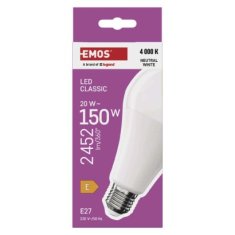 EMOS LED žiarovka Classic A80 / E27 / 20 W (150 W) / 2452 lm / Neutrálna biela