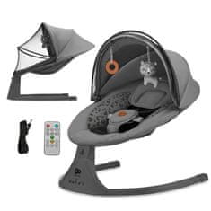 Kinderkraft Lehátko pohupujúce s melódiou 2v1 Lumi, do 9 kg, Premium Dark Grey