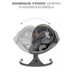 Kinderkraft Lehátko pohupujúce s melódiou 2v1 Lumi, do 9 kg, Premium Dark Grey