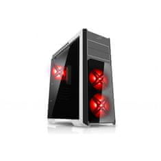 Evolveo Ray 4 CR, case ATX, 3 x 120 mm, USB 3.0, čelo a bočnice z tvrdeného skla, červené podsv.