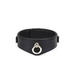 Liebe Seele Liebe Seele Dark Secret Curved Collar & Leash (Black), sexy kožený obojok s vodítkom