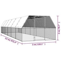 Petromila vidaXL Klietka pre sliepky 3x12x2 m pozinkovaná oceľ