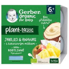 Gerber Organic 100% Dezert rastlinný jablko a ananás s kokosovým mliekom (4x 90 g)