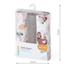 BabyOno Plienky mušelínové Super Soft 3 ks - Grey, 70x70 cm