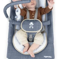 Ingenuity Lehátko masážne vibrujúce s melódiou Happy Belly Rock-to-Bounce – Chambray 0m+ do 9kg