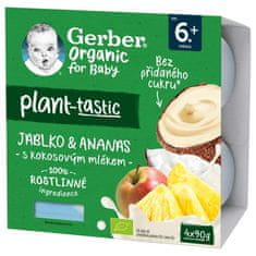 Gerber Organic 100% Dezert rastlinný jablko a ananás s kokosovým mliekom (4x 90 g)