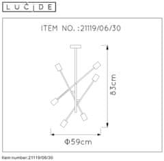 LUCIDE Stropné svietidlo Vintage Antenna Black, 6xE27