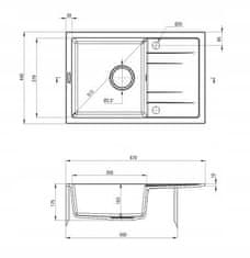 Deante Granitový drez 67x44 cm grafit matný s kuchynskou batériou čierna matná