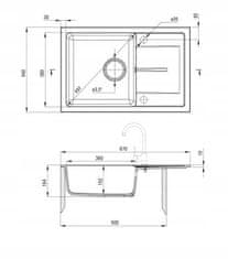 Deante Granitový drez 67x44 cm grafit matný s kuchynskou batériou čierna matná