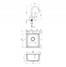 Deante Jednokomorový granitový drez grafitovo matný s čiernou kuchynskou batériou