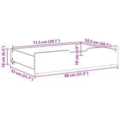 Petromila vidaXL Zásuvky pod posteľ s kolieskami 2 ks 80x55x16 cm borovica