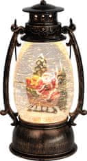 Lampáš MagicHome Vianoce Retro, LED teplá biela, so santom, s trblietkami, čierny, 3xAA, plast, 13x11x24/35 cm