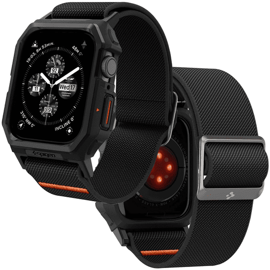 Spigen PUZDRO SPIGEN LITE FIT PRO S REMIENKOM PRE APPLE WATCH 4 / 5 / 6 / 7 / 8 / 9 / SE (44 / 45 MM) - MATNÁ ČIERNA