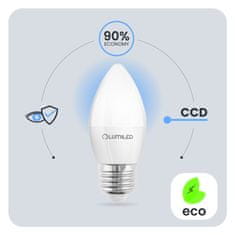 LUMILED 6x LED žiarovka E27 B35 5W = 40W 470lm 6500K Studená biela 180°