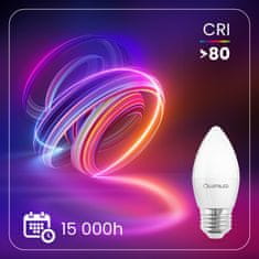 LUMILED 6x LED žiarovka E27 B35 5W = 40W 470lm 6500K Studená biela 180°