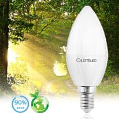 LUMILED 6x LED žiarovka E14 B35 10W = 75W 1055lm 6500K Studená biela 180°