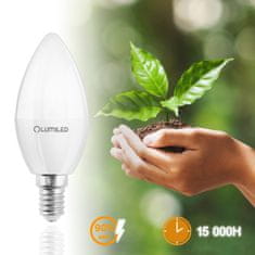 LUMILED 6x LED žiarovka E14 B35 5W = 40W 470lm 4000K Neutrálna biela 180°