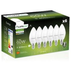 LUMILED 6x LED žiarovka E14 B35 8W = 60W 806lm 4000K Neutrálna biela 180°