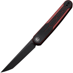 Civilight C23015-1 KwaiQ vreckový nôž 7,6 cm, Black Stonewash, čierno-červená burgundy, G10