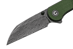 Civilight C18062AF-DS1 Elementum Wharncliffe vreckový nôž 7,6 cm, damašek, zelená, Micarta, oceľ