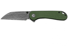 Civilight C18062AF-DS1 Elementum Wharncliffe vreckový nôž 7,6 cm, damašek, zelená, Micarta, oceľ