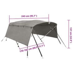 Vidaxl Strieška Bimini s 3 oblúkmi a stenami 243x(170-182)x137 cm