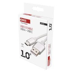 EMOS Nabíjací a dátový kábel USB-A 2.0 / USB-C 2.0, 1 m, biely