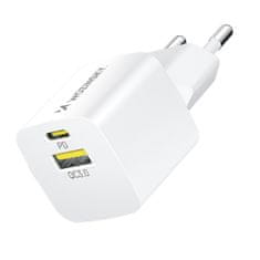 shumee GaN QC3.0 USB-A USB-C PD 33W nástenná nabíjačka, biela